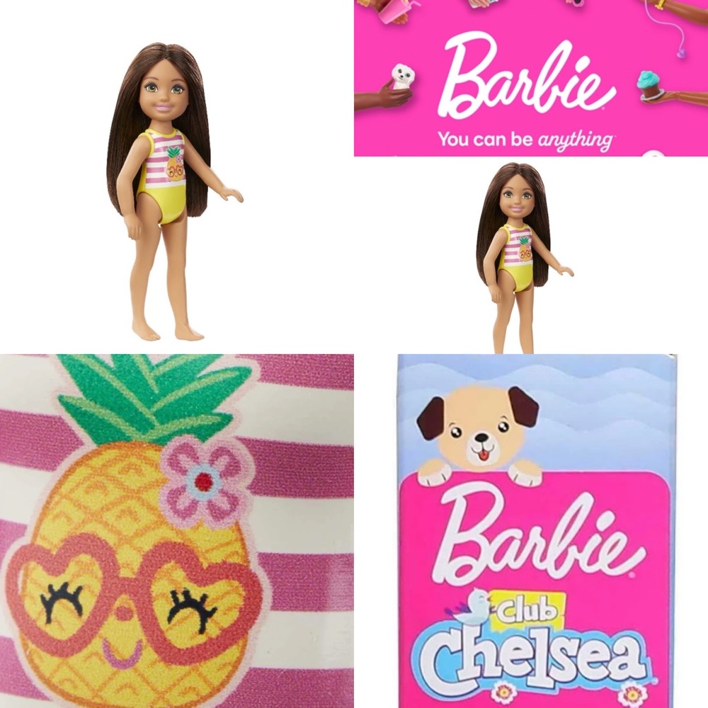 Barbie Club Chelsea Doll with Brown Hair and Yellow Swimsuit
